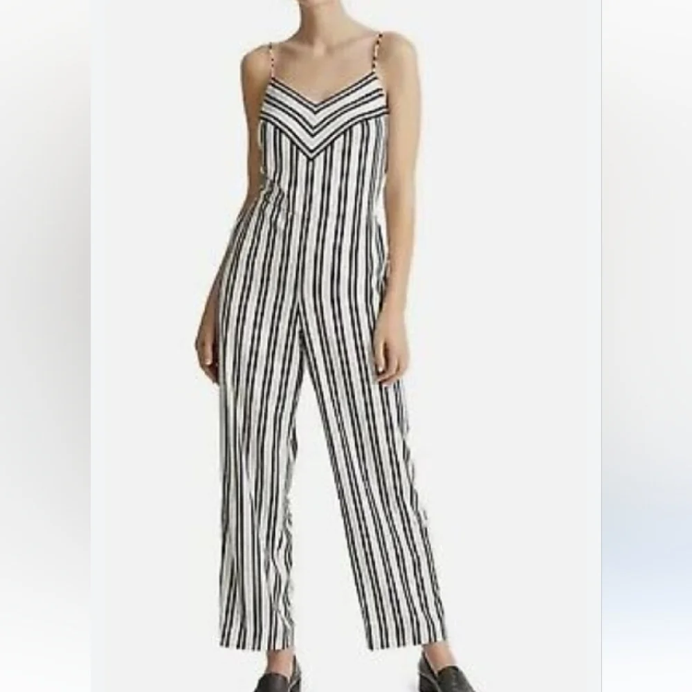 Club Monaco Black and White Striped Jumpsuit Size 10 and Size 6 - Picture 3 of 16